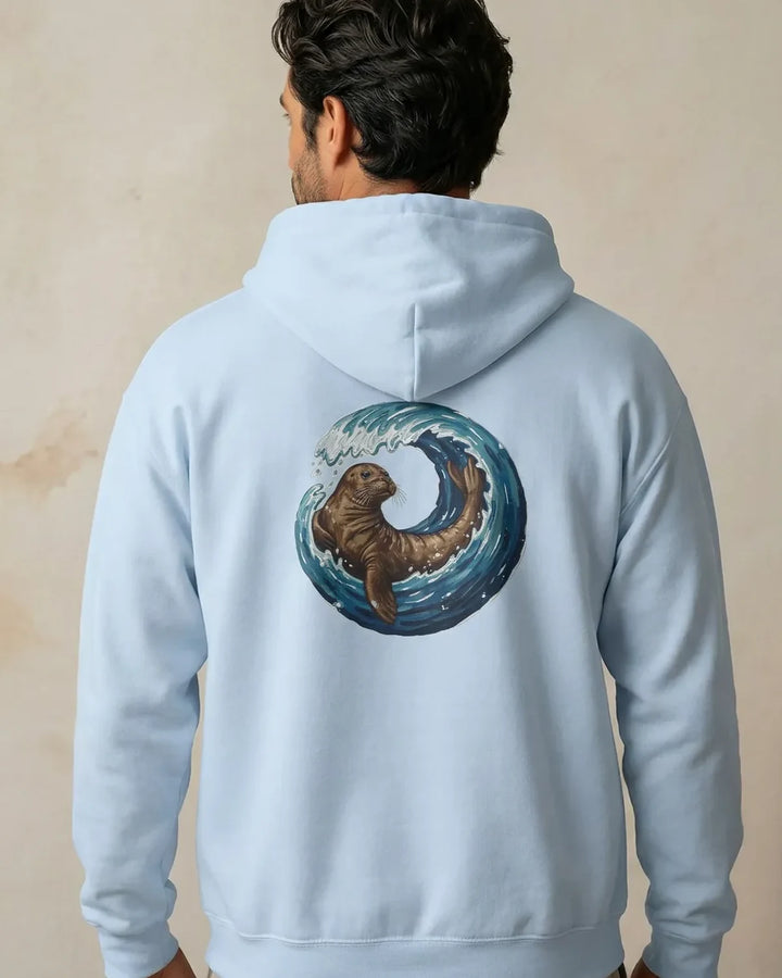 Monk Seal Hoodie, Mediterranean Ocean Design, Minimal Wildlife Hoodie, Unisex Hooded Sweatshirt, ToldPrint Mediterranean g...