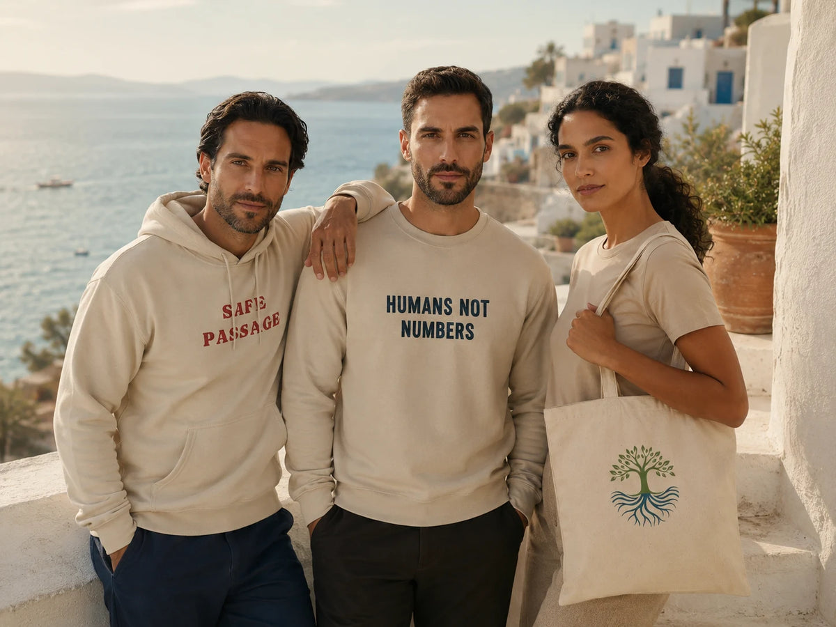 ToldPrint Sea and Solidarity collection featuring humanitarian Mediterranean message apparel