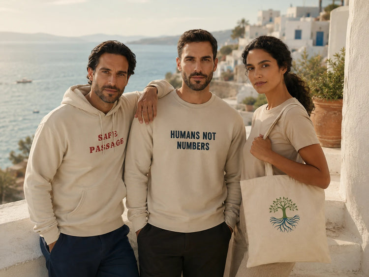 ToldPrint Sea and Solidarity collection featuring humanitarian Mediterranean message apparel