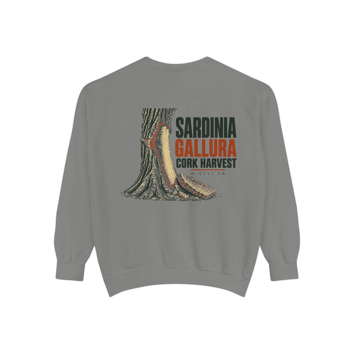 Sardinia Cork Harvest Grey Comfort Colors 1566 sweatshirt official back view