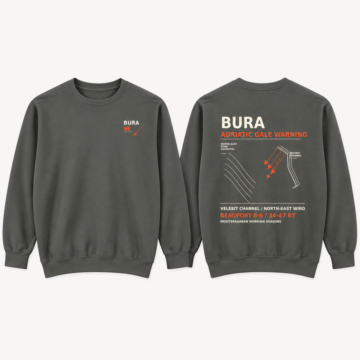 Bura Warning Pepper Comfort Colors 1566 sweatshirt front and back product overview