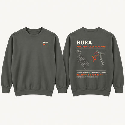 Bura Warning Pepper Comfort Colors 1566 sweatshirt front and back product overview