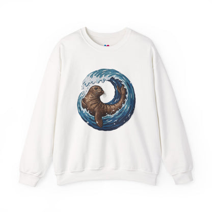 Monk Seal Embrace Sweatshirt | Rare Med Fauna Crewneck & Ocean Wave Pullover