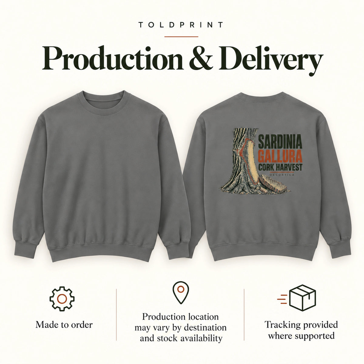 Sardinia Cork Harvest production and delivery information