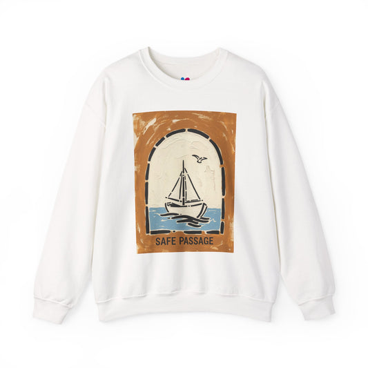 Vintage Nautical Sweatshirt Safe Passage | Unisex Cozy Crewneck Pullover