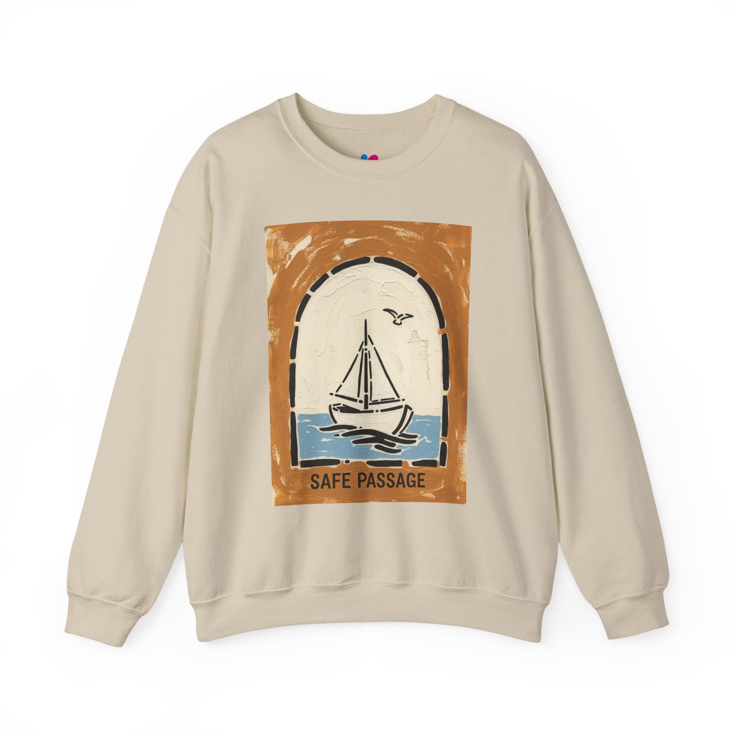 Vintage Nautical Sweatshirt Safe Passage | Unisex Cozy Crewneck Pullover