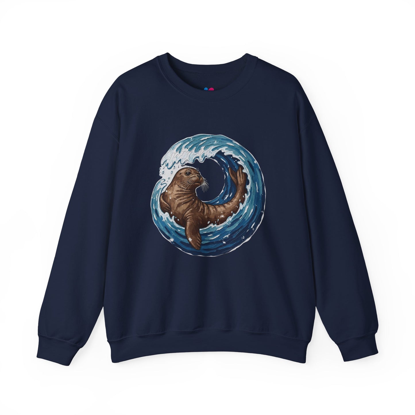 Monk Seal Embrace Sweatshirt | Rare Med Fauna Crewneck & Ocean Wave Pullover