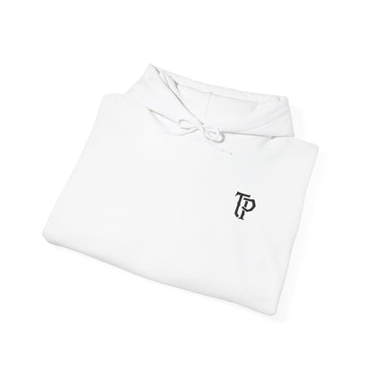 White shirt with a logo on a white background