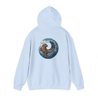 Monk Seal Embrace Hoodie – Cozy Unisex Pullover for Ocean Lovers