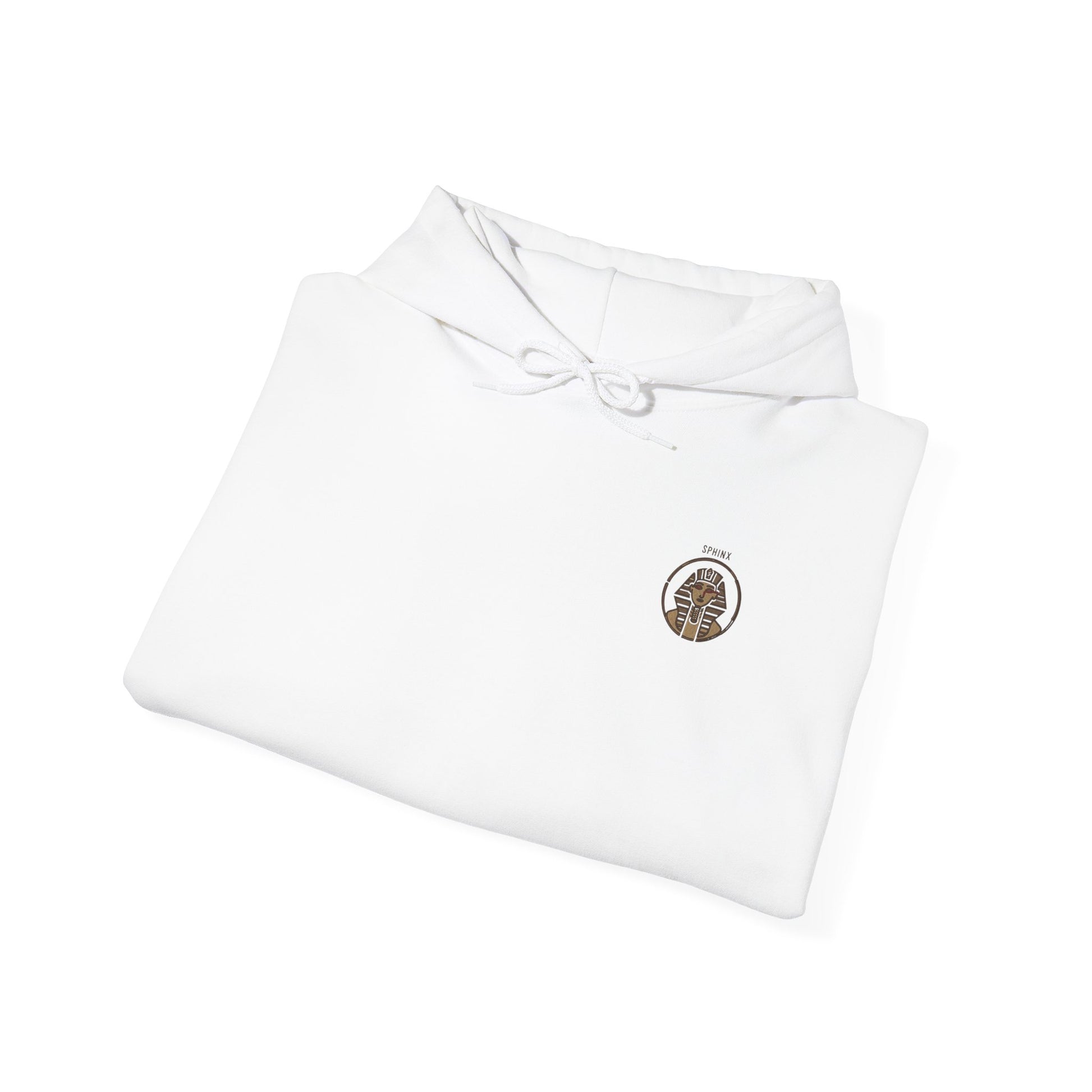 White shirt with a logo on a white background