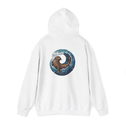 Monk Seal Embrace Hoodie – Cozy Unisex Pullover for Ocean Lovers