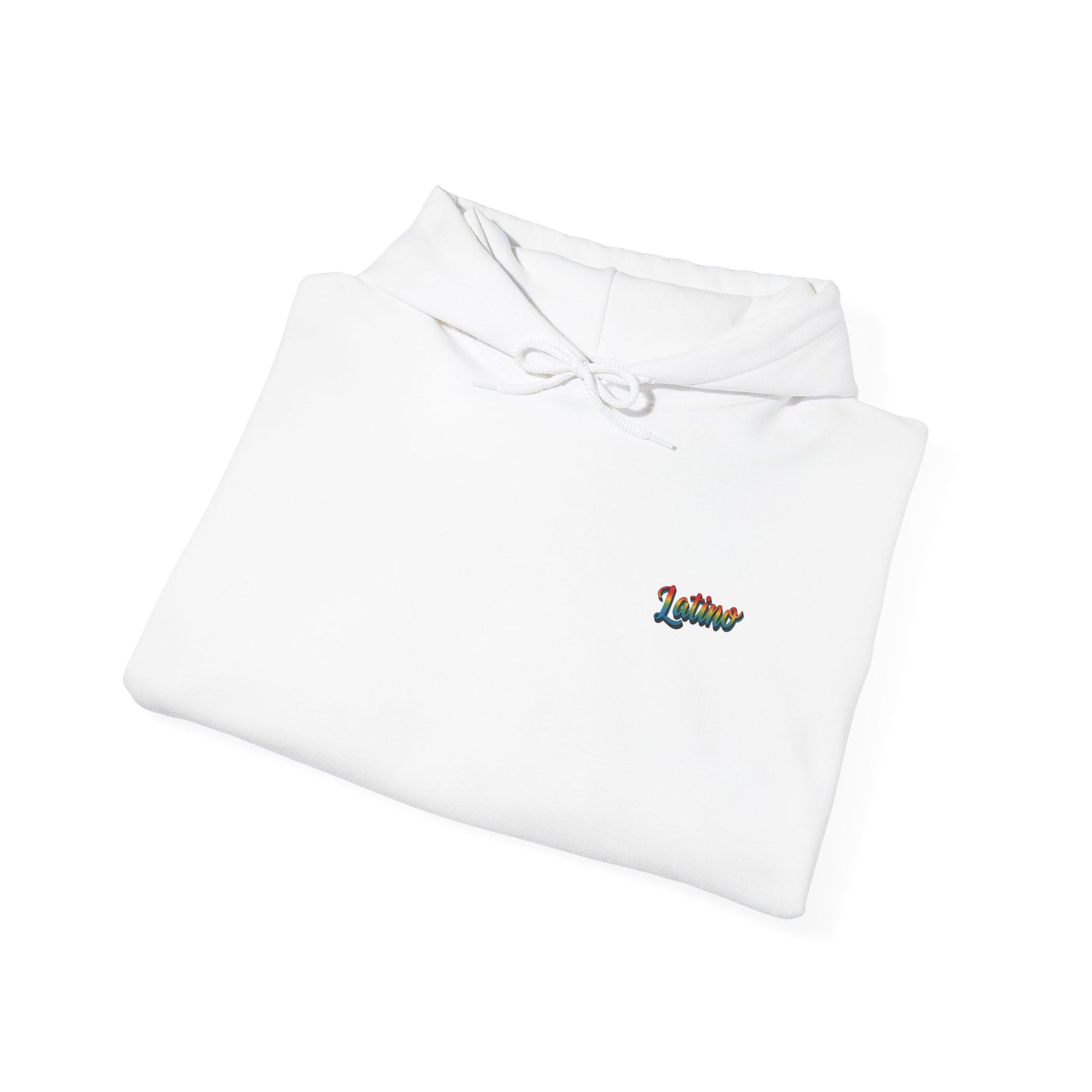 White shirt with colorful embroidered text on a white background