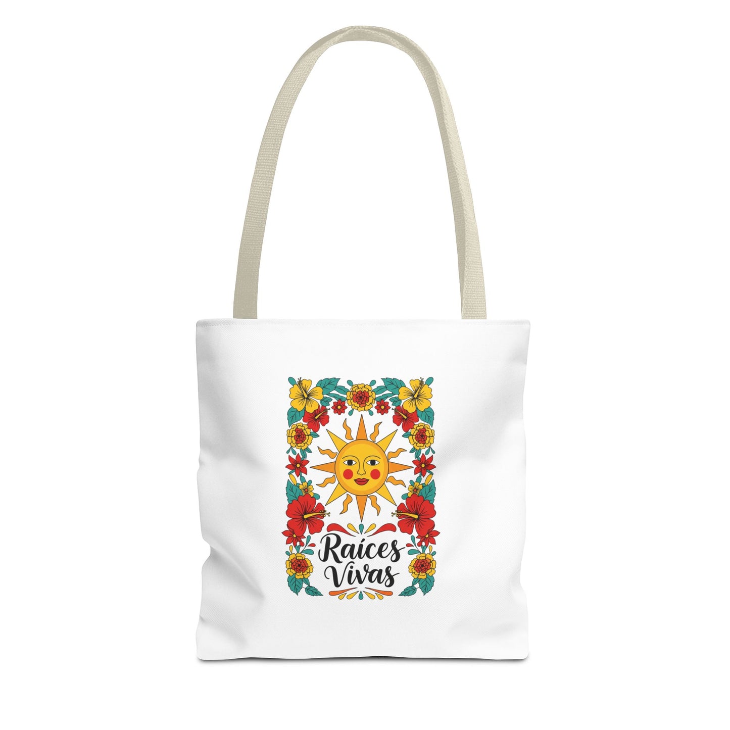 Raíces Vivas Vibrant Floral Sun Tote Bag – Eco-Friendly Shopping Bag, Colorful Festival & Beach Carryall