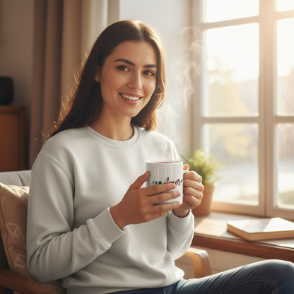 Floral Love Mug 11oz – Ceramic Coffee Cup with “Amor” Design, Inspirational Spanish Word Drinkware