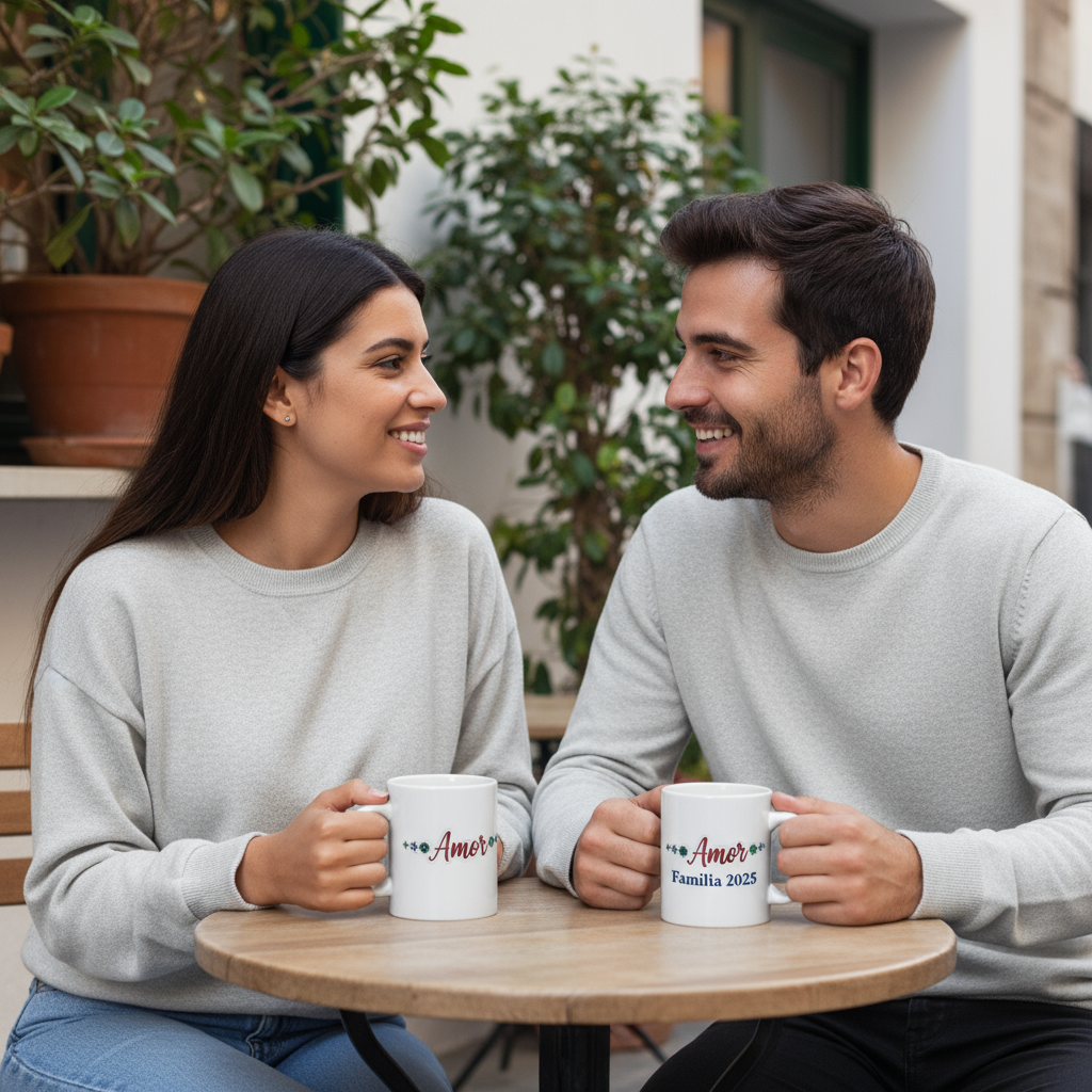 Floral Love Mug 11oz – Ceramic Coffee Cup with “Amor” Design, Inspirational Spanish Word Drinkware