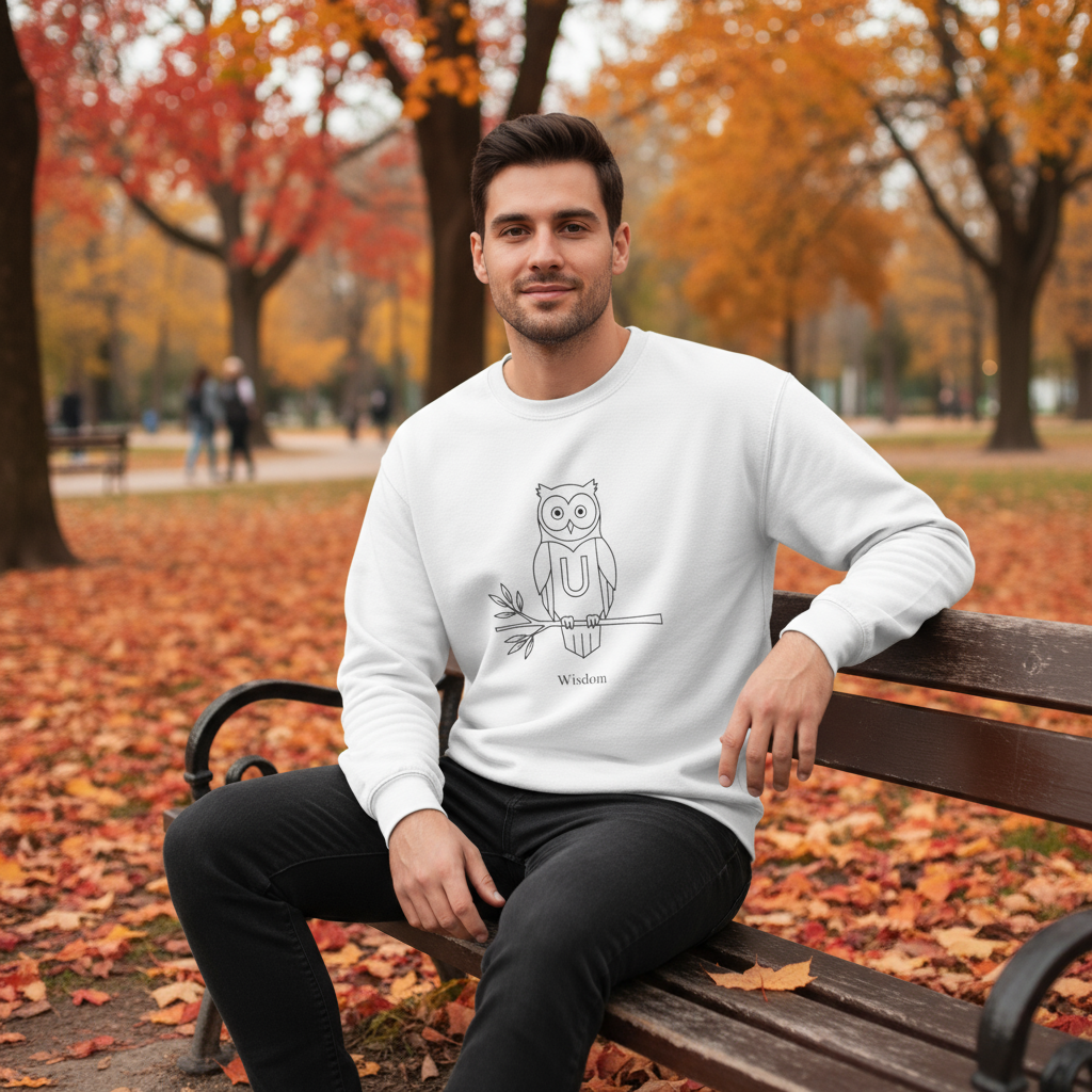 Owl-Themed Unisex Sweatshirt – Cozy Fall Crewneck, Nature Lover Pullover, Relaxed Fit Everyday Apparel
