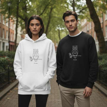 Owl-Themed Unisex Sweatshirt – Cozy Fall Crewneck, Nature Lover Pullover, Relaxed Fit Everyday Apparel