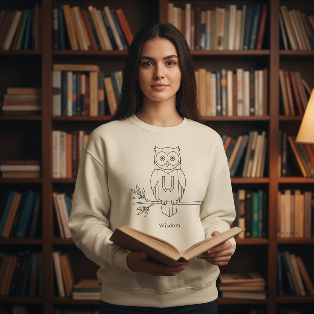 Owl-Themed Unisex Sweatshirt – Cozy Fall Crewneck, Nature Lover Pullover, Relaxed Fit Everyday Apparel