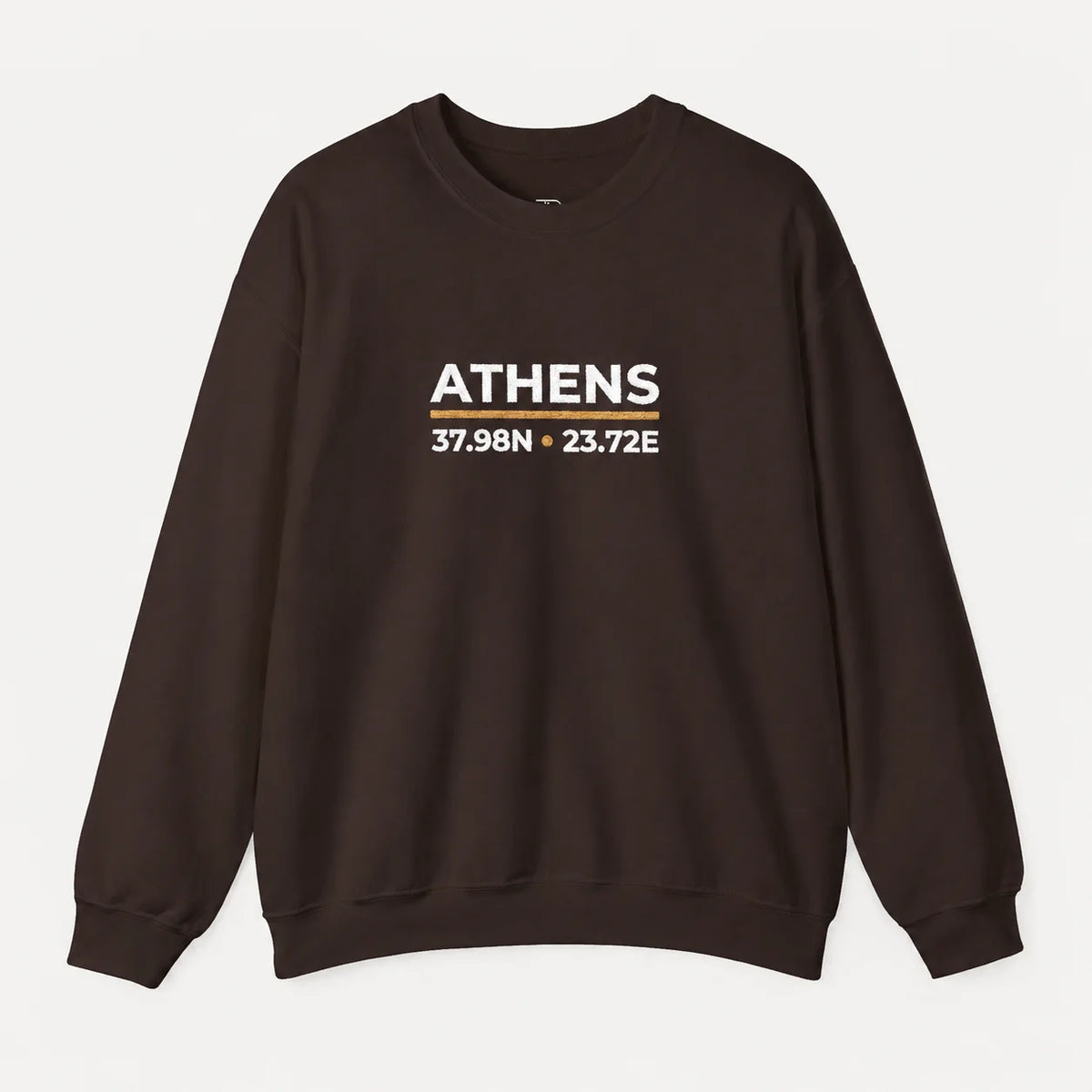 Dark Chocolate Athens Coordinates Night Embroidered Sweatshirt product image showing the embroidered front design.