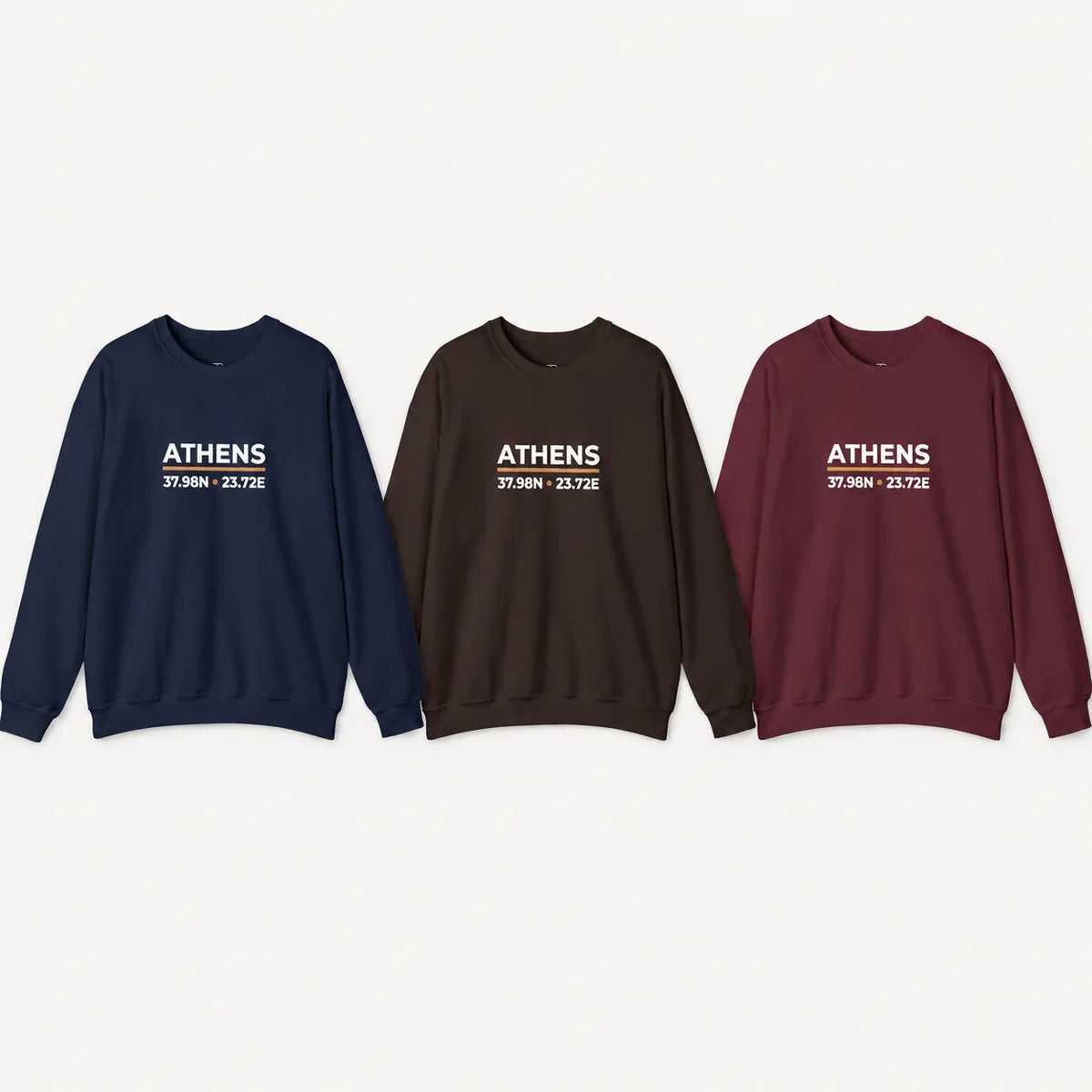 Dark Chocolate Athens Coordinates Night Embroidered Sweatshirt product image showing the embroidered front design.