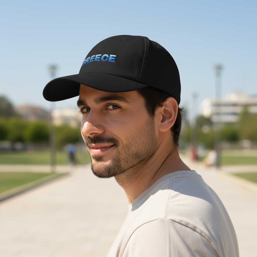 Greece Classic Dad Cap – Embroidered Cotton Travel Hat, Adjustable Summer Cap, Casual Unisex Outdoor Style