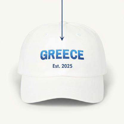 Greece Classic Dad Cap – Embroidered Cotton Travel Hat, Adjustable Summer Cap, Casual Unisex Outdoor Style