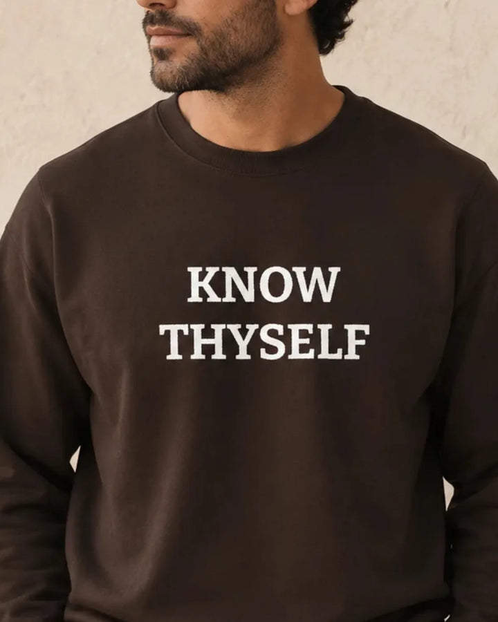 Know Thyself Embroidered Sweatshirt, Ancient Greek Quote, Minimal Philosophy Crewneck, Unisex Sweatshirt