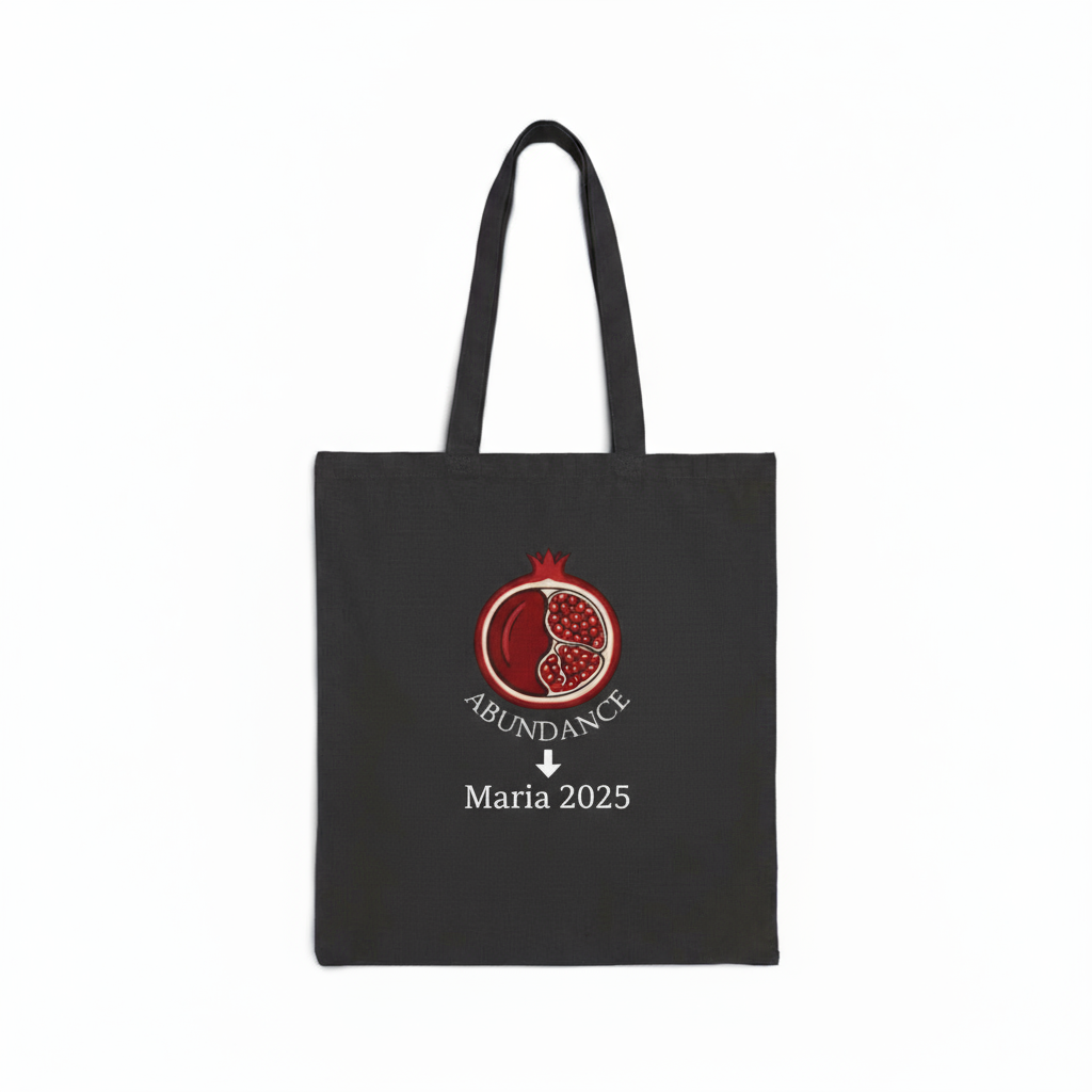 Pomegranate of Abundance Cotton Canvas Tote Bag – Eco-Friendly Shopping Bag, Reusable Grocery & Beach Tote