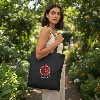 Pomegranate of Abundance Cotton Canvas Tote Bag – Eco-Friendly Shopping Bag, Reusable Grocery & Beach Tote