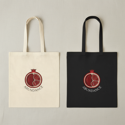 Pomegranate of Abundance Cotton Canvas Tote Bag – Eco-Friendly Shopping Bag, Reusable Grocery & Beach Tote