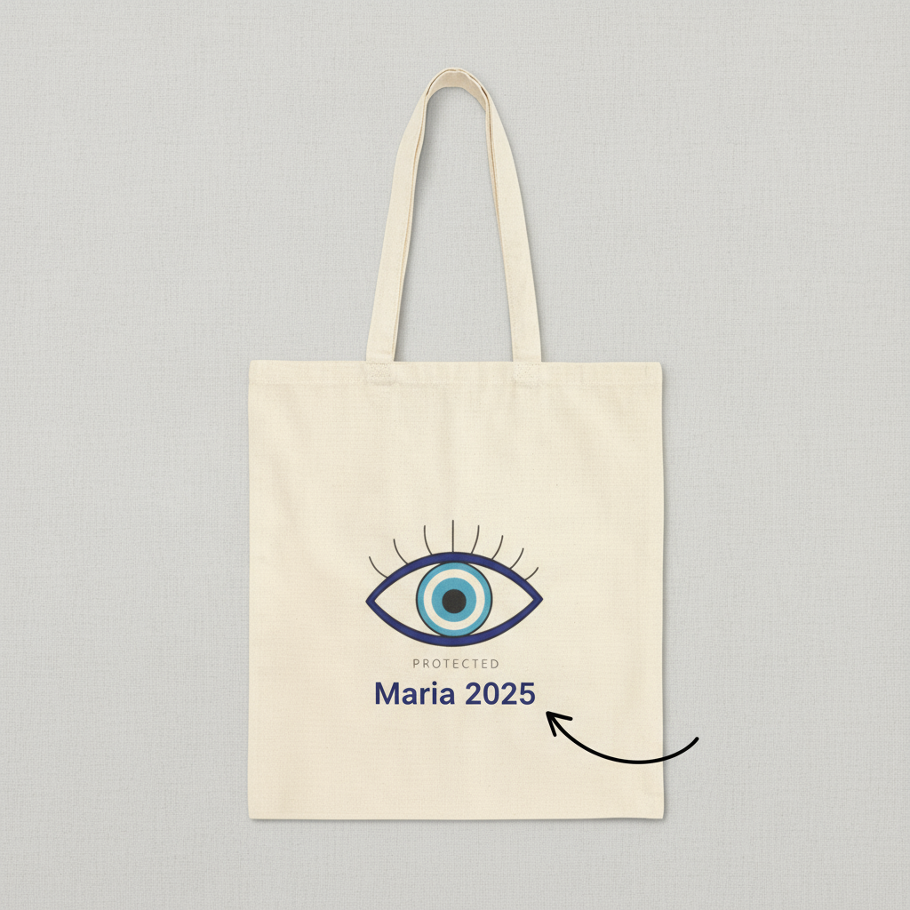 Symbolic Motif Cotton Canvas Tote Bag – Eco-Friendly Shopping Bag, Boho Chic Reusable Beach Tote