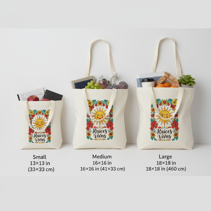 Raíces Vivas Vibrant Floral Sun Tote Bag – Eco-Friendly Shopping Bag, Colorful Festival & Beach Carryall