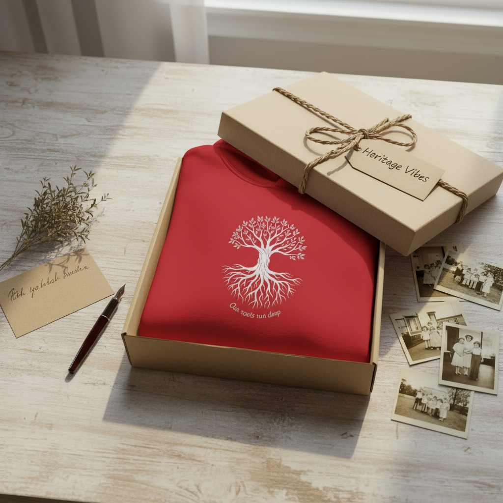 Tree_of_Heritage_Hoodie_Hoodie_in_kraft_gift_box_with_a_Heritage_Vibes_tag.