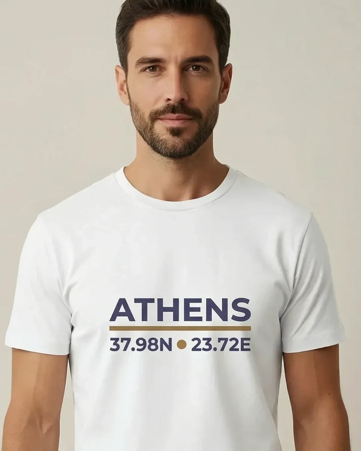 Athens Coordinates T-Shirt Day Edition, Minimal City Design Tee, Travel T-Shirt, Unisex Shirt, ToldPrint Mediterranean gra...