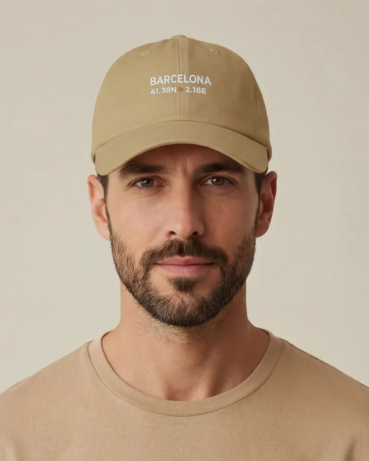 Barcelona Coordinates Dad Cap, Embroidered City Design Hat, Minimal Cotton Cap, Adjustable Unisex Hat, ToldPrint Mediterra...