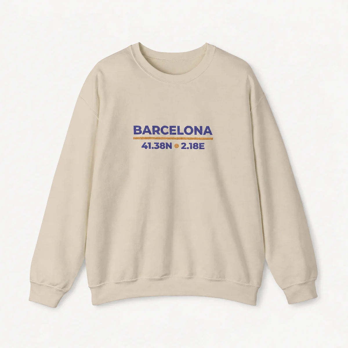 Sand Barcelona Coordinates Embroidered Sweatshirt product image showing the embroidered front design.