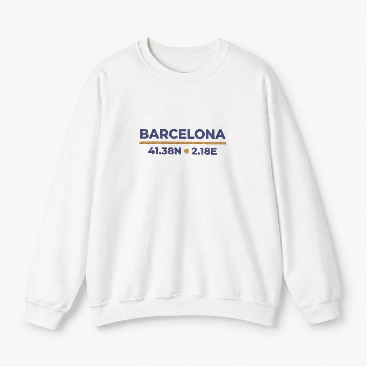 Navy Barcelona Coordinates Embroidered Sweatshirt product image showing the embroidered front design.