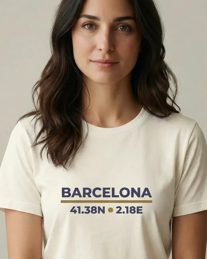Barcelona Coordinates T-Shirt Day Edition, Minimal City Design Tee, Travel T-Shirt, Unisex Shirt, ToldPrint Mediterranean...