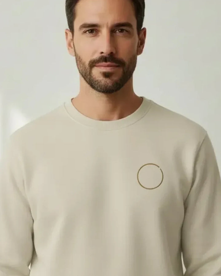 Abstract Circle Embroidered Sweatshirt, Minimal Symbol Design, Gold Thread Crewneck, Unisex Sweatshirt, ToldPrint Mediterr...