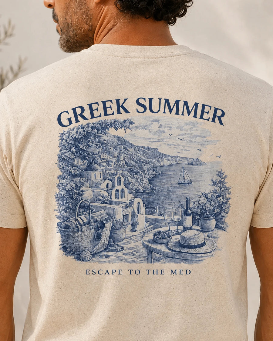 Greek Summer Graphic T-Shirt, ToldPrint Mediterranean graphic t-shirt