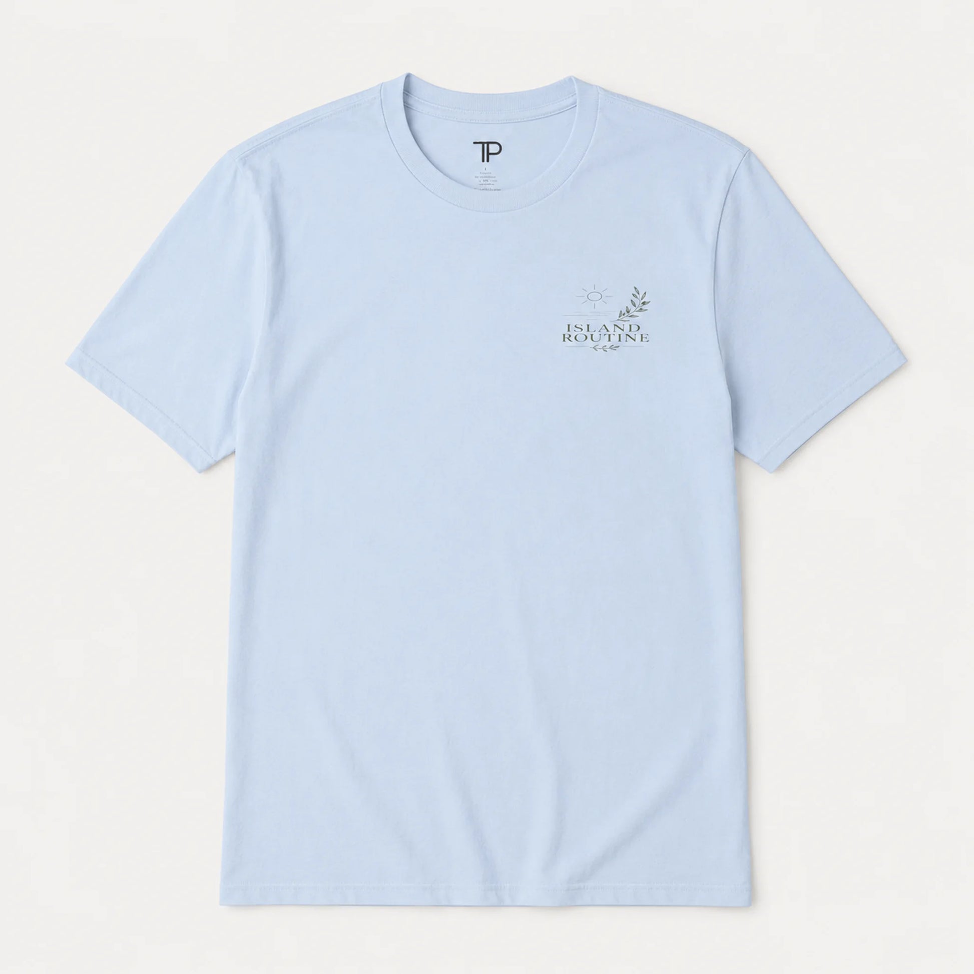 Light blue t-shirt with a logo on a white background