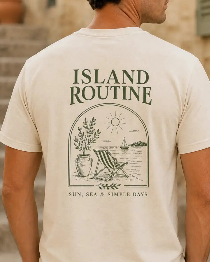 Island Routine Mediterranean Graphic T-Shirt, ToldPrint Mediterranean graphic t-shirt