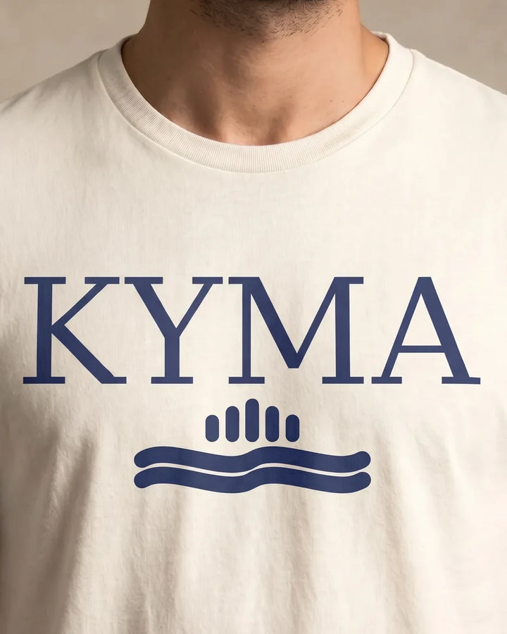 KYMA Wave Symbol T-Shirt, Minimal Mediterranean Design, Unisex Cotton Tee, Coastal Aesthetic Apparel, ToldPrint Mediterran...