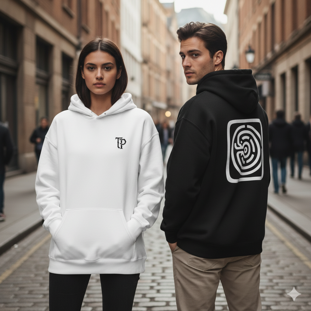 Labyrinth Hoodie – Unisex Minoan Sweatshirt with Custom Monogram & Back Text