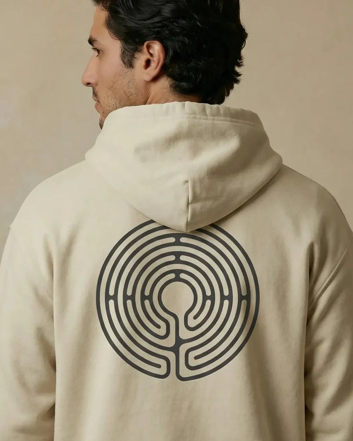 Labyrinth Hoodie, Minoan Symbol Design, Minimal Greek Mythology Hoodie, Unisex Hooded Sweatshirt, ToldPrint Mediterranean...