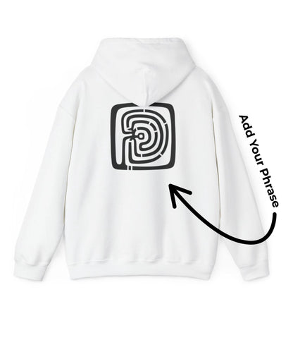 Labyrinth Hoodie – Unisex Minoan Sweatshirt with Custom Monogram & Back Text