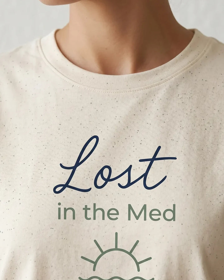 Lost in the Med Minimal Mediterranean Unisex T-Shirt, ToldPrint Mediterranean graphic t-shirt