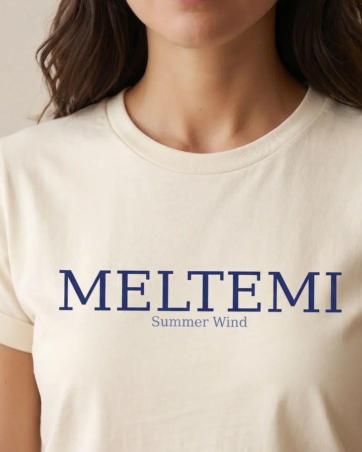 Meltemi T-Shirt - Minimal Mediterranean Summer Tee, Greek Wind Typography Shirt, ToldPrint Mediterranean graphic t-shirt