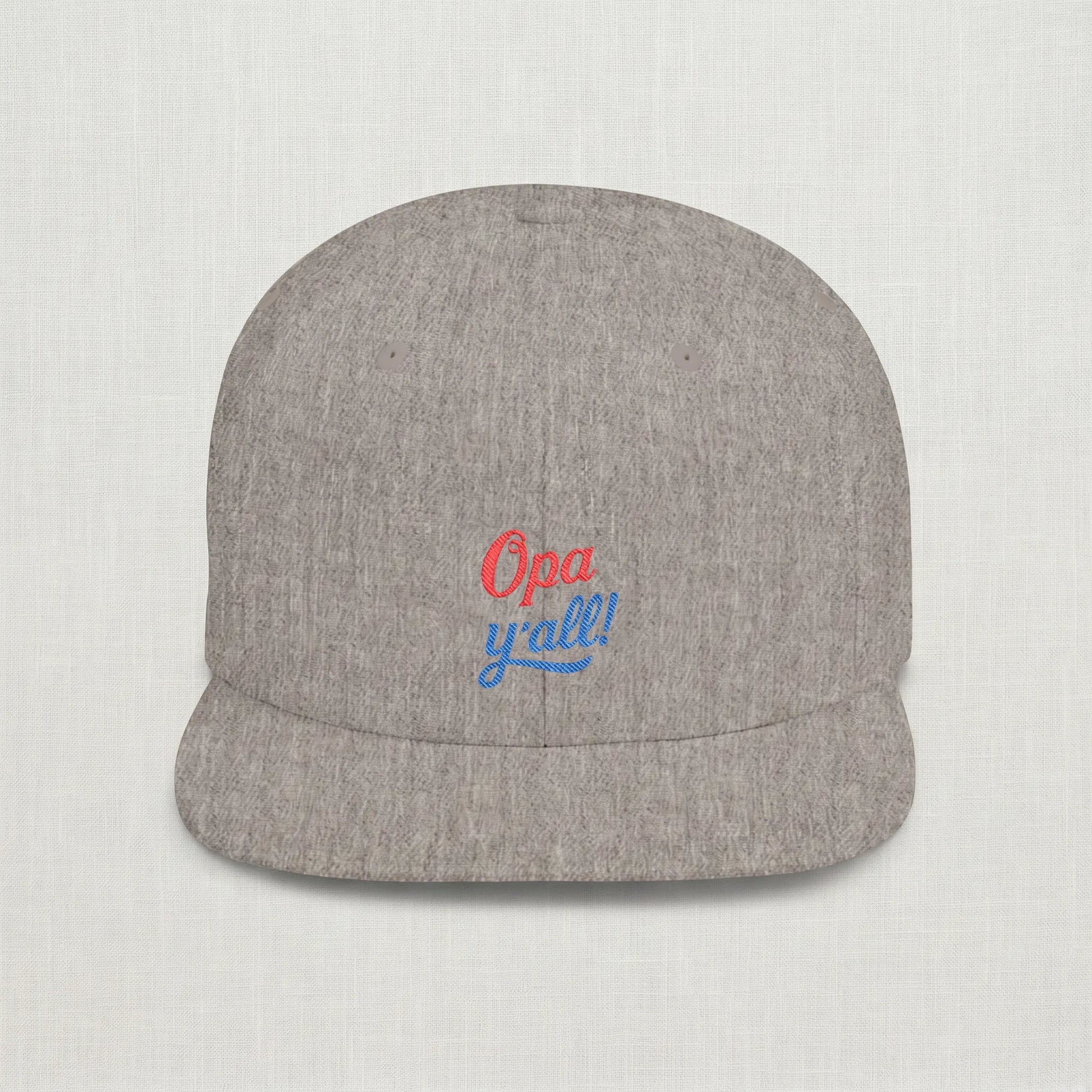 Gray cap with 'Opa y'all' text on a light gray background