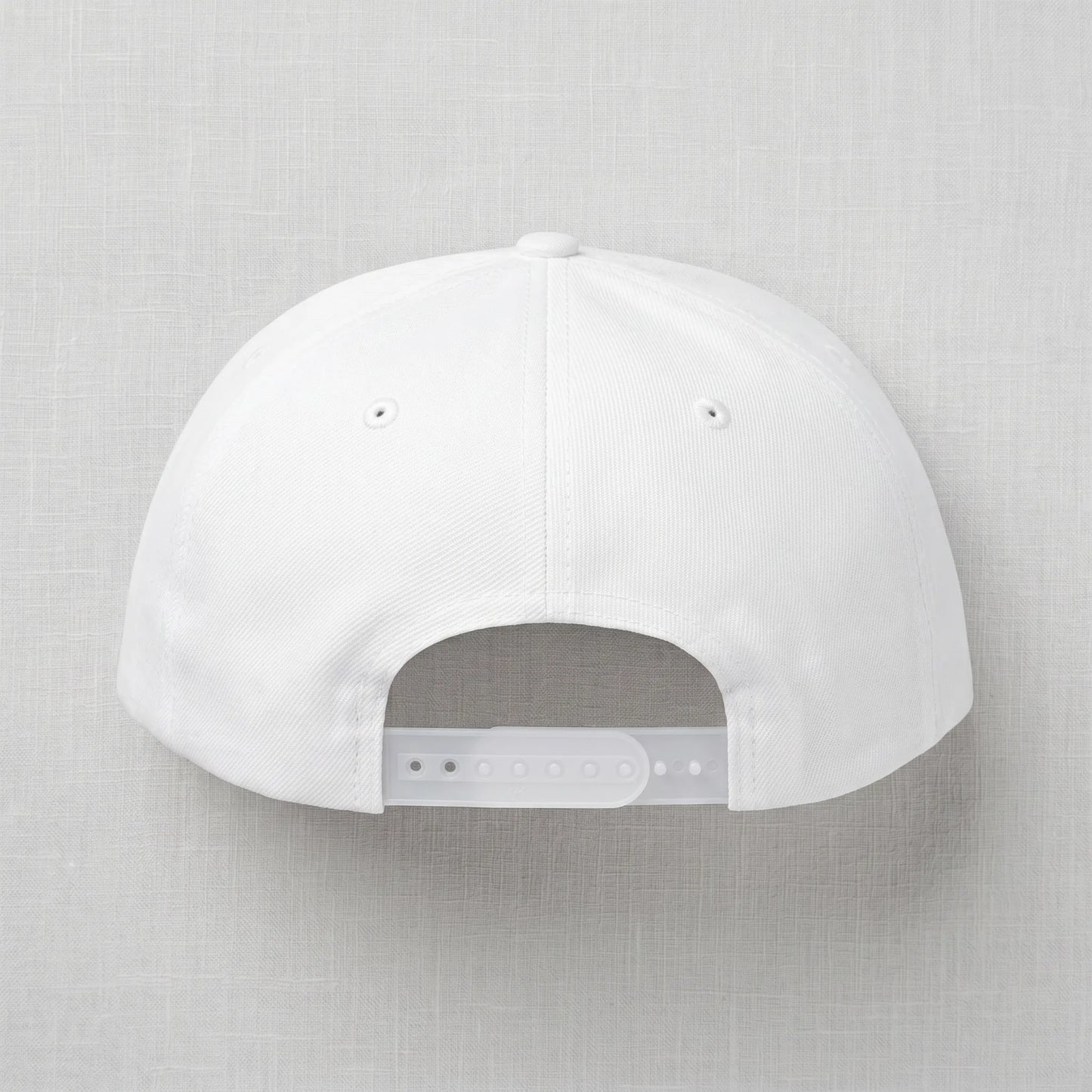 White cap on a light gray background